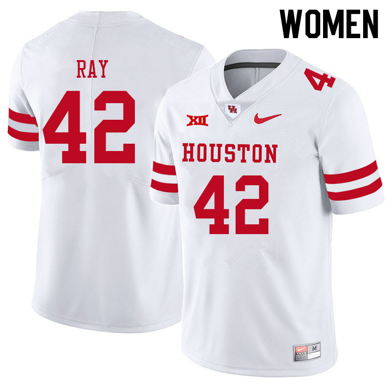 Women #42 Jackson Ray Houston Cougars College Big 12 Conference Football Jerseys Sale-White - Click Image to Close
